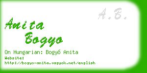 anita bogyo business card