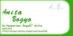 anita bogyo business card